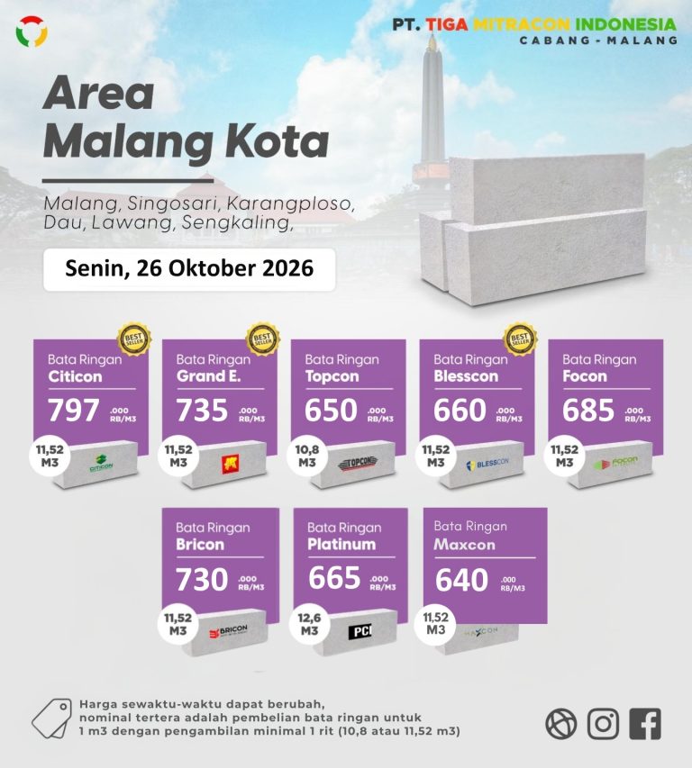Harga Bata Ringan Malang Kota